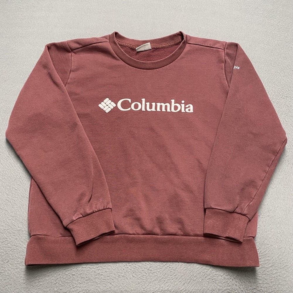 Columbia Sweatshirt Womens Large Mauve Logo Crewneck Pullover Fleece Casual
